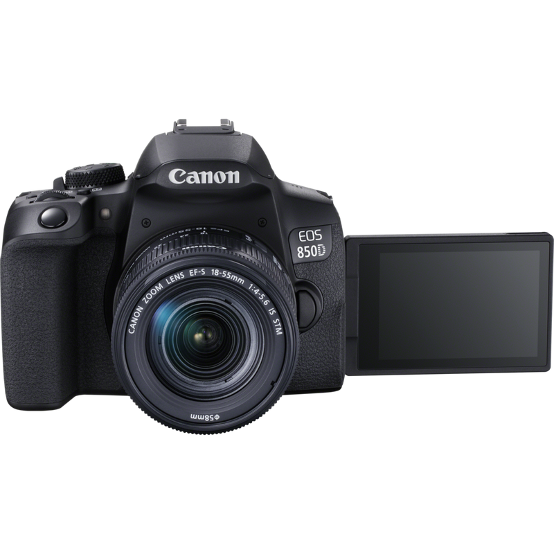 Canon EOS 850D Gehäuse Produkt Vorderansicht mit ausgeklapptem Bildschirm