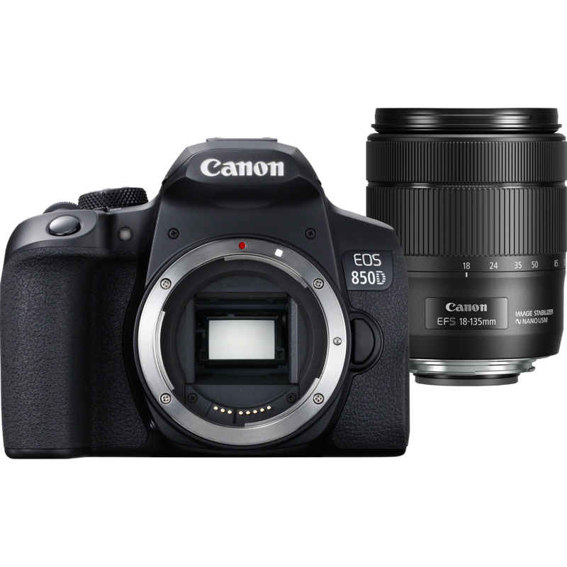 Canon EOS 850D + EF-S 18-135mm f/3.5-5.6 IS USM Objektiv Produkt Kameragehäuse und Objektiv