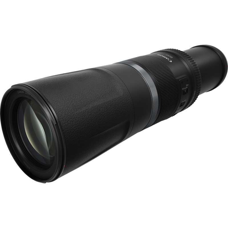 Canon RF 800mm F11 IS STM Objektiv Produkt Diagonale Ansicht des erweiterten Objektivs