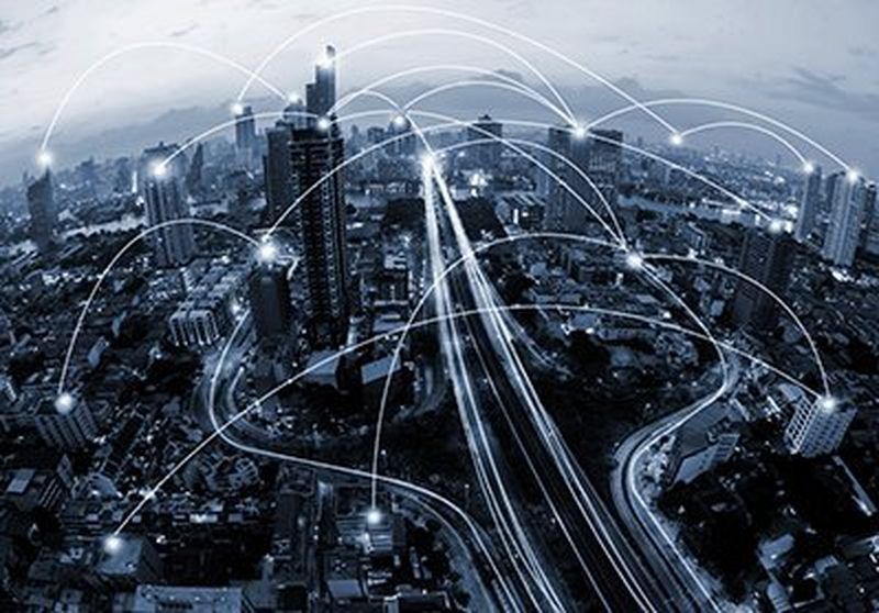 Black and white cityscape