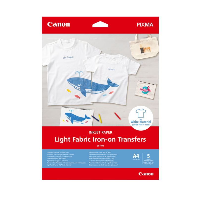 Canon LF-101 Light Fabric Iron-on Transfers, A4, 5 Blatt Produkt Vorderansicht