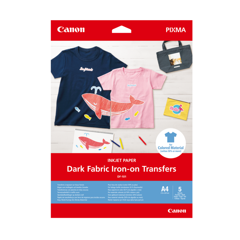 Canon DF-101 Dark Fabric Iron-on Transfers, A4, 5 Blatt Produkt Vorderansicht