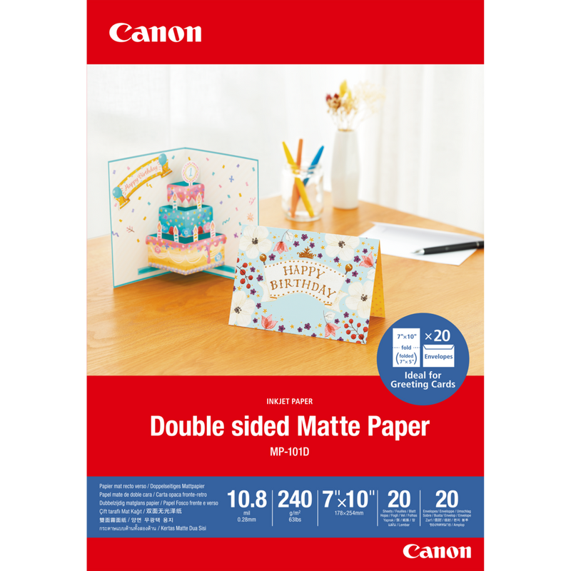 Canon MP-101D Double sided Matte Paper, 18 x 25 cm, 20 Blatt Produkt Vorderansicht