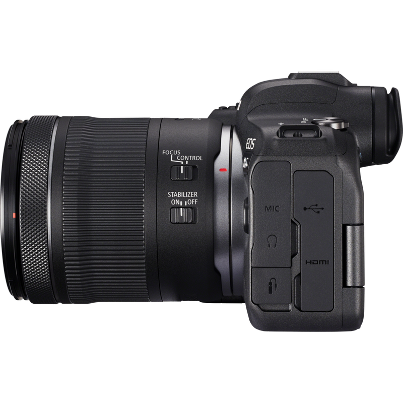 Canon EOS R6 spiegellose Kamera + RF 24-105mm F4-7.1 IS STM Objektiv Produkt Ansicht von links