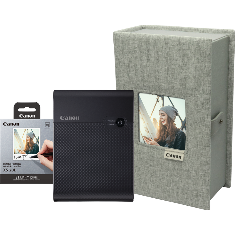 Canon SELPHY SQUARE QX10 mobiler WLAN-Farbfotodrucker, Premium-Kit, Schwarz Produkt Alle Produkte positioniert
