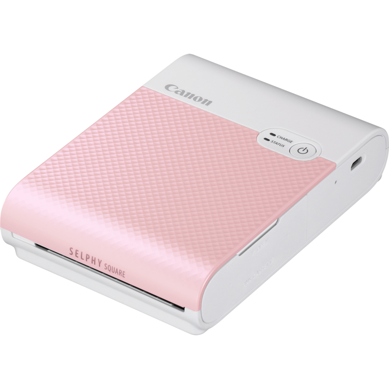 Canon SELPHY SQUARE QX10 mobiler WLAN-Farbfotodrucker, Pink Produkt Schrägansicht von links