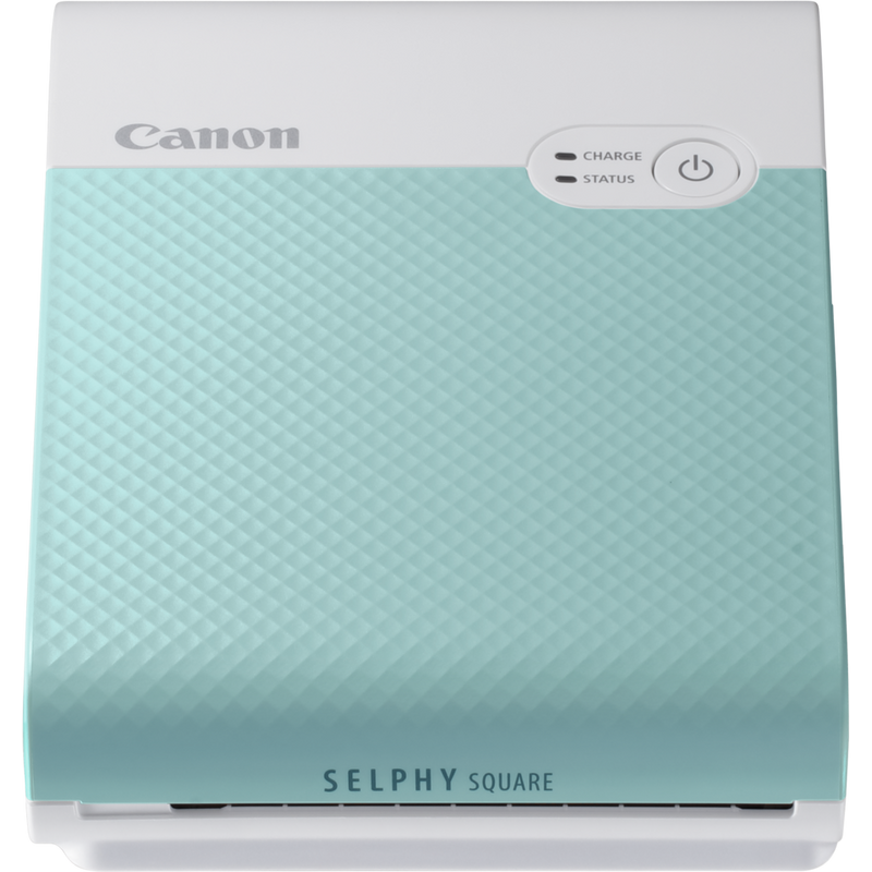 Canon SELPHY SQUARE QX10 mobiler WLAN-Farbfotodrucker, Mintgrün Produkt Schrägansicht von vorne