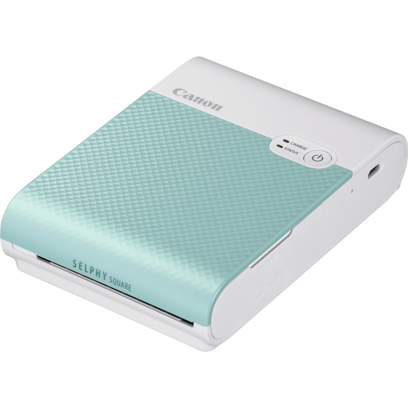 Canon SELPHY SQUARE QX10 mobiler WLAN-Farbfotodrucker, Mintgrün Produkt Schrägansicht von links