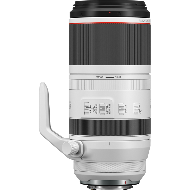 Canon RF 100-500mm F4.5-7.1L IS USM Objektiv Produkt Ansicht von links mit Stativgewinde