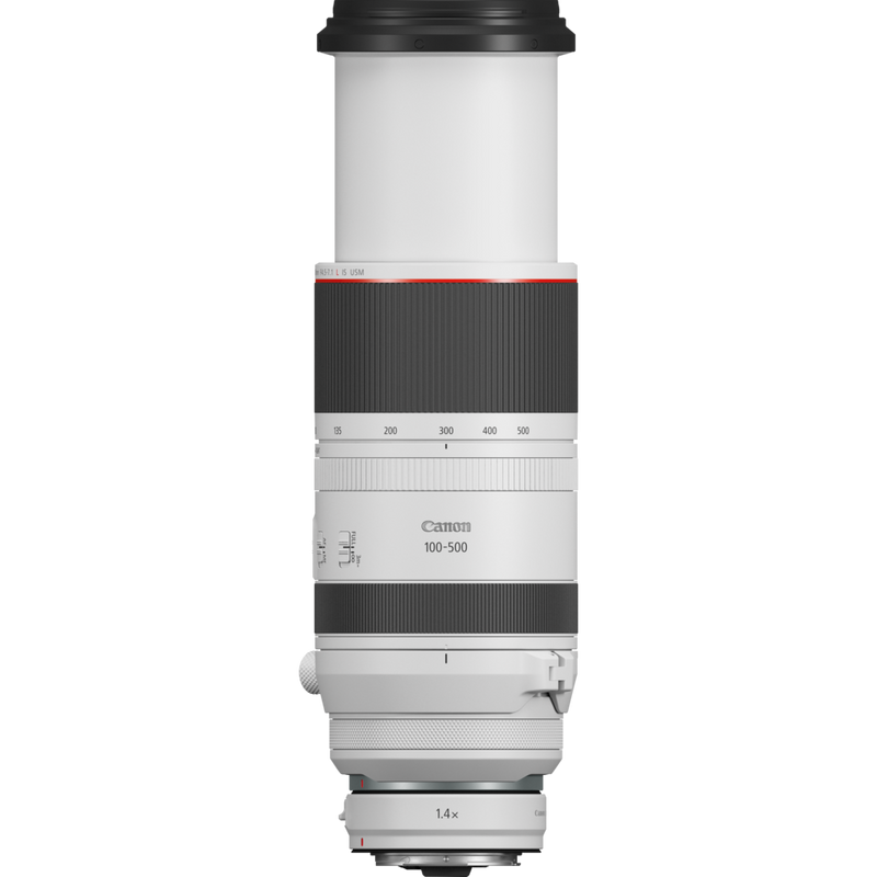 Canon RF 100-500mm F4.5-7.1L IS USM Objektiv Produkt Vorderansicht des erweiterten Objektivs