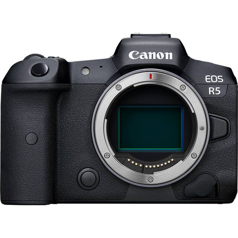 Canon EOS R5 spiegelloses Kameragehäuse Produkt Vorderansicht