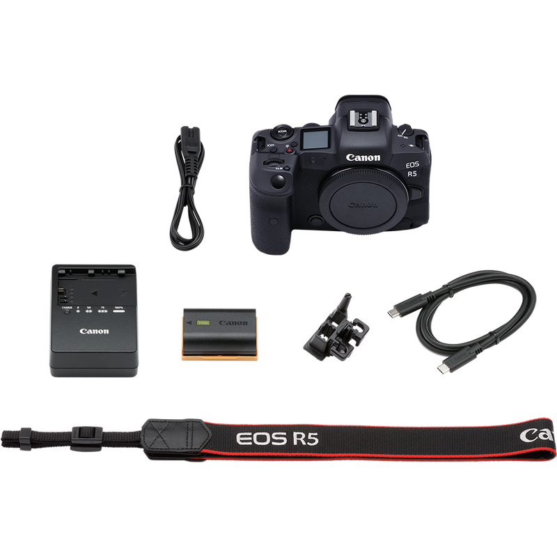 Canon EOS R5 spiegelloses Kameragehäuse Produkt Lieferumfang