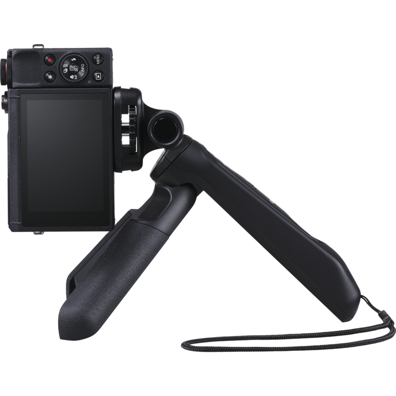 Canon Tripod Grip HG-100TBR Product attached with a camera angled left