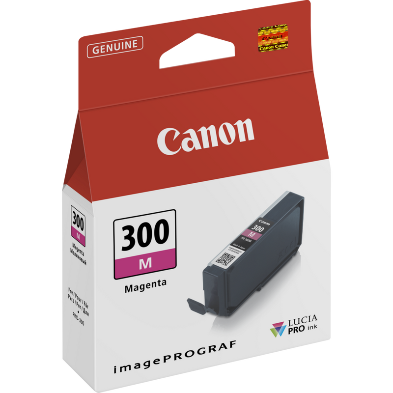 Magenta Canon PFI-300M -mustekasetti Tuote Näkymä vasemmalta