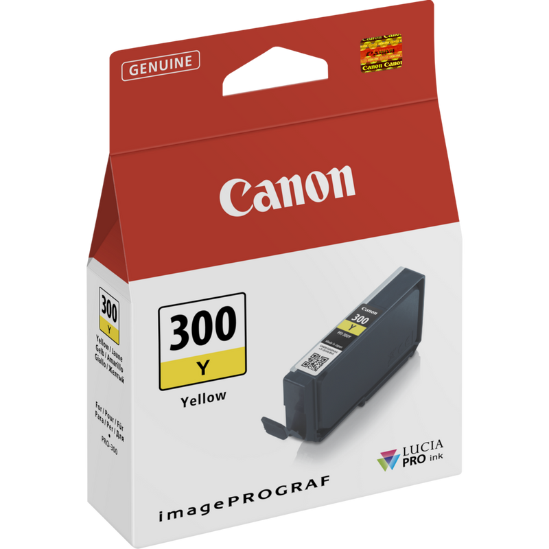 Keltainen Canon PFI-300Y -mustekasetti Tuote Näkymä vasemmalta