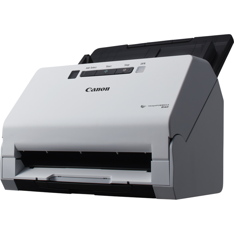 Canon imageFORMULA R40 – Arbeitsplatzscanner Produkt Vorderansicht von rechts