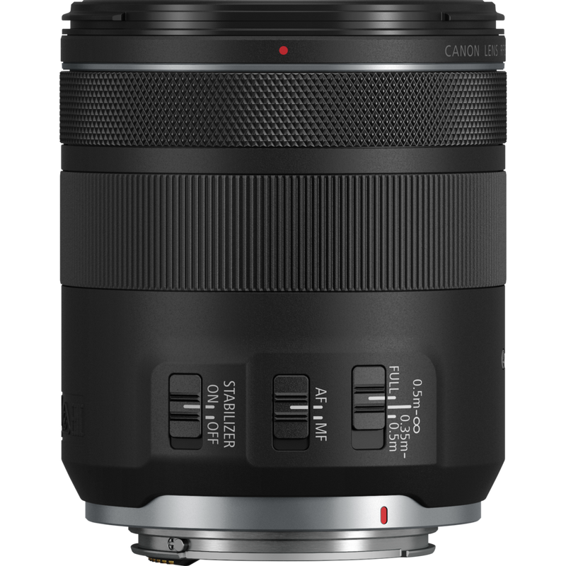 Canon RF 85mm F2 Macro IS STM Objektiv Produkt Ansicht von links