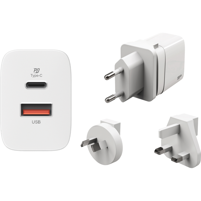 Silicon Power QM16 18-Watt-Wandladegerät mit Adapter für mehrere Länder Produkt Lieferumfang