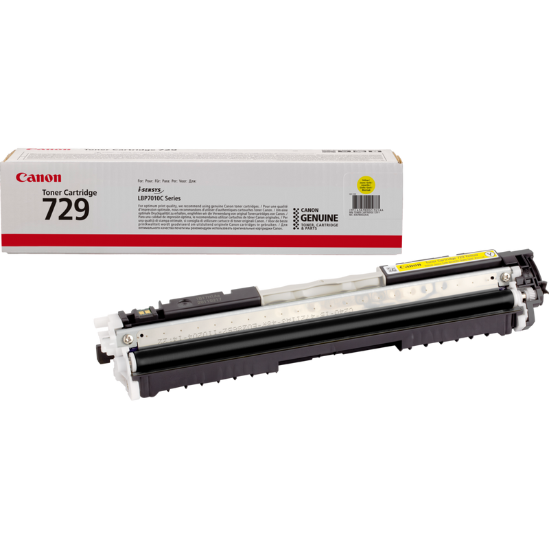 Canon 729Y Toner-Cartridge Gelb Produkt Verpackung und Patrone