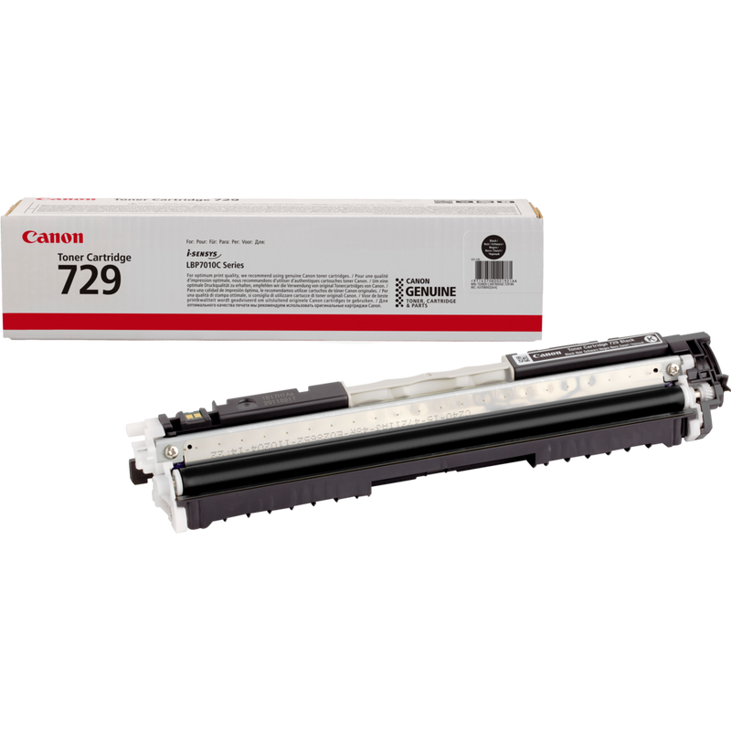 Canon 729BK Toner-Cartridge Schwarz Produkt Verpackung und Patrone