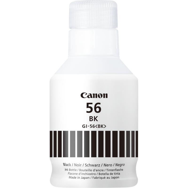 Canon GI-56BK Tintenflasche Schwarz Produkt Vorderansicht der Flasche