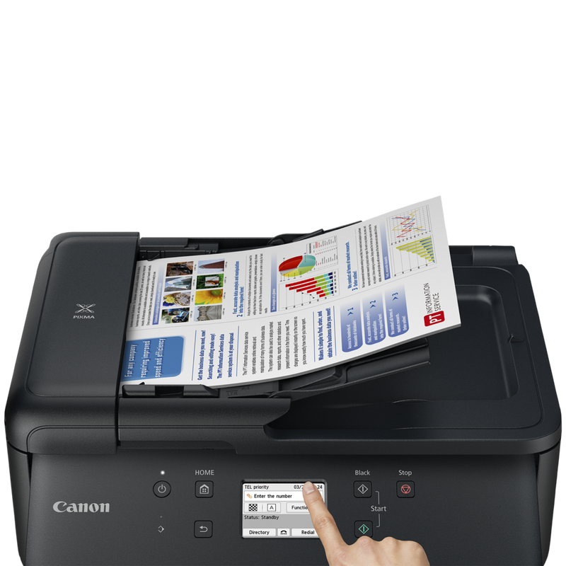 PIXMA TR7650 Tintenstrahl-Multifunktionssystem Vorderansicht mit Touchscreen