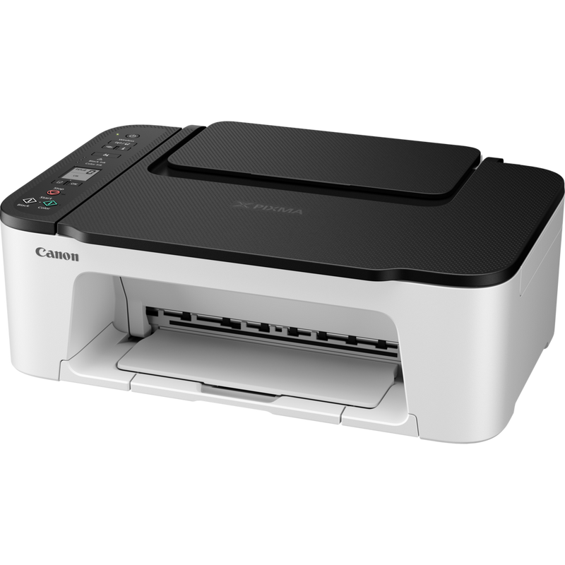 Canon PIXMA TS3452 WLAN-All-in-One-Farbfotodrucker, weiß mit schwarzer Oberseite Produkt Schrägansicht von vorne