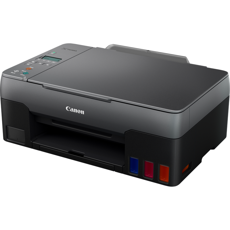 Canon PIXMA G2520 3-in-1 MegaTank Farbdrucker mit nachfüllbaren Tintenbehältern Produkt Schrägansicht von vorne