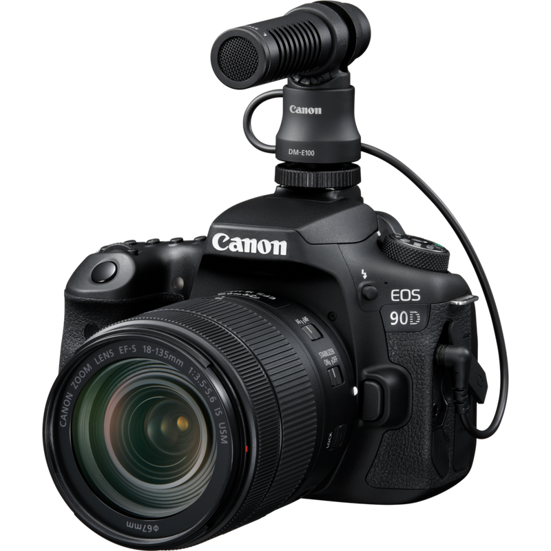 Canon Stereo Microphone DM-E100 Product attached to a camera