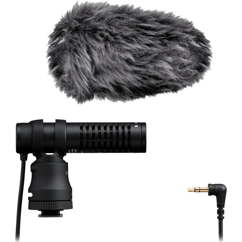 Canon Stereo Microphone DM-E100 Product Left with cover and cord visble