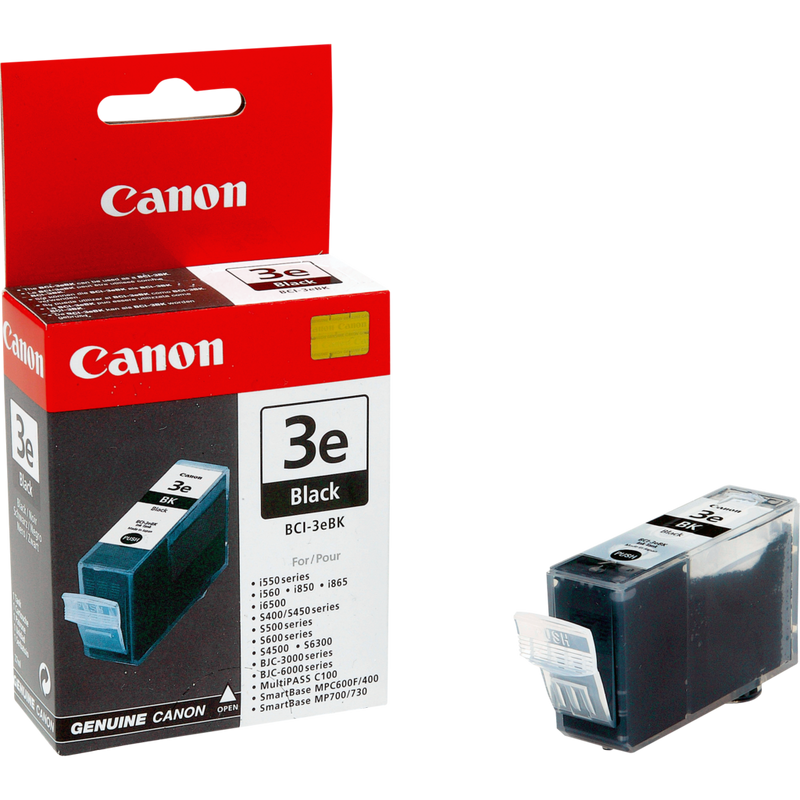 Canon BCI-3e BK Tinte Schwarz Produkt Ansicht von links mit Patrone