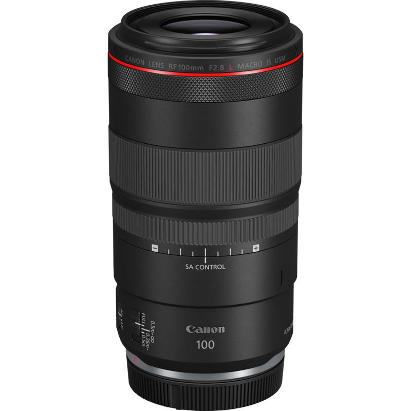 Canon RF 100mm F2.8 L MACRO IS USM Objektiv Produkt Diagonale Draufsicht