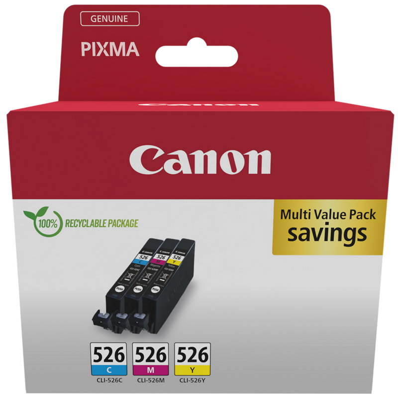 Canon CLI-526 C/M/Y Colour Ink Cartridge Multipack Product Front view