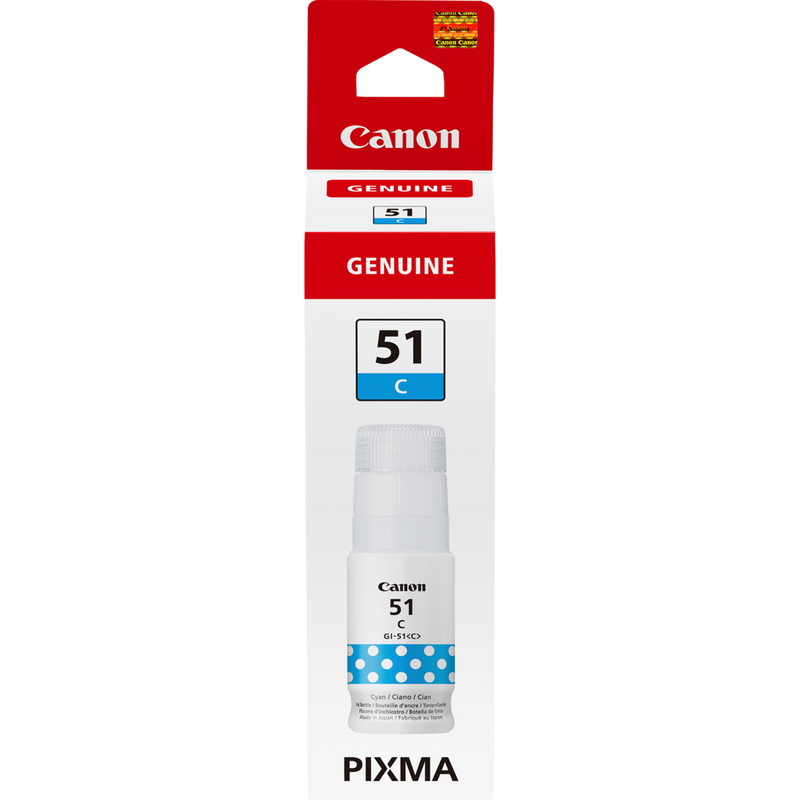 Canon GI-51C, Hohe Reichweite, Tintenflasche, Cyan Produkt Vorderansicht