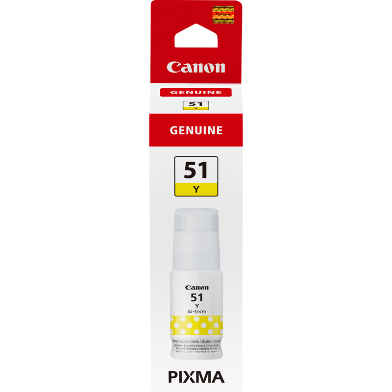 Canon GI-51Y, Hohe Reichweite, Tintenflasche, Gelb Produkt Vorderansicht