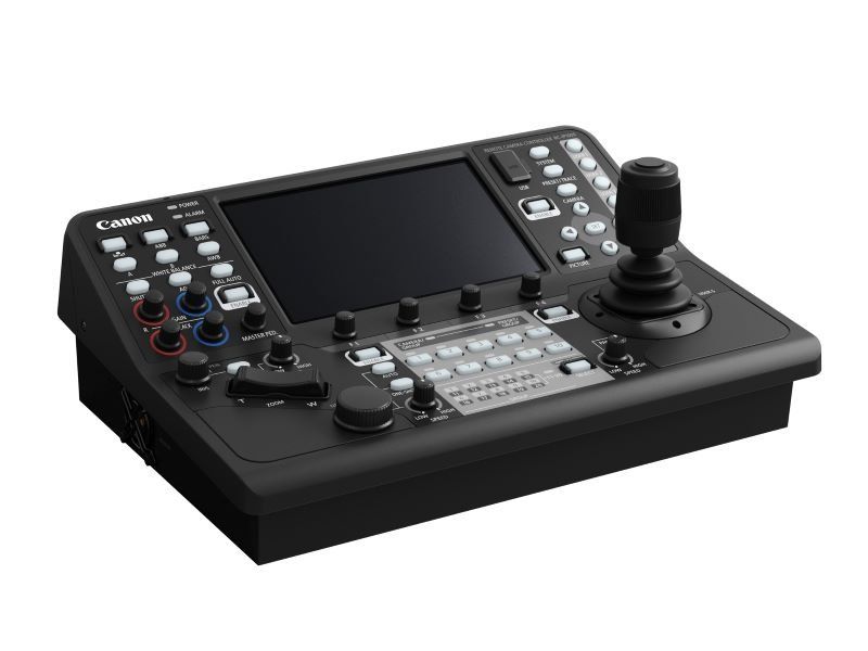 Een vooraanzicht van de RC-IP1000-controller van Canon.