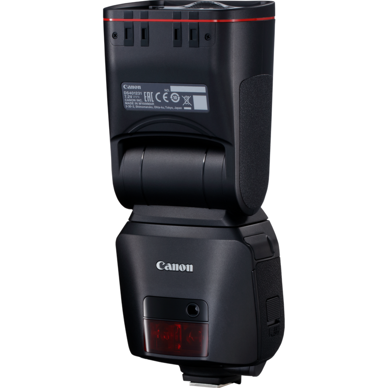 Canon Speedlite EL-1 Flash Product Front View with flash turned up