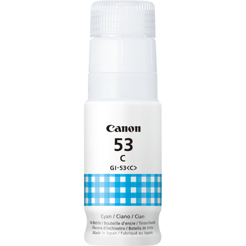 Canon GI-53C Cyan Tintenflasche Produkt Vorderansicht der Flasche