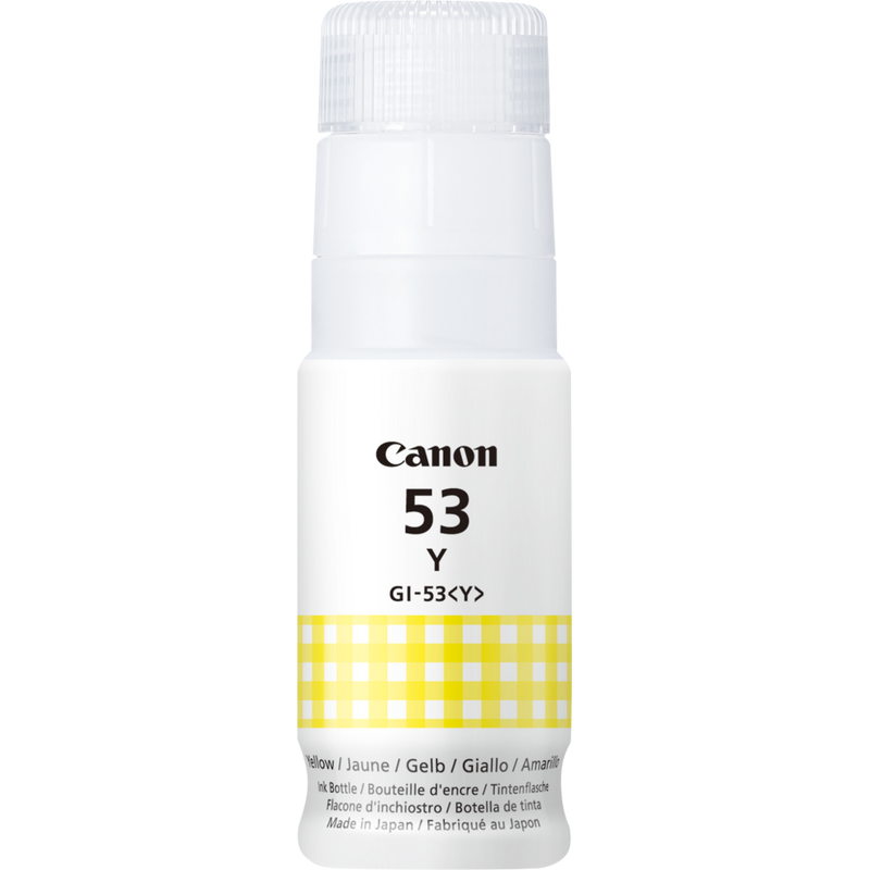 Canon GI-53Y Gelb Tintenflasche Produkt Vorderansicht der Flasche