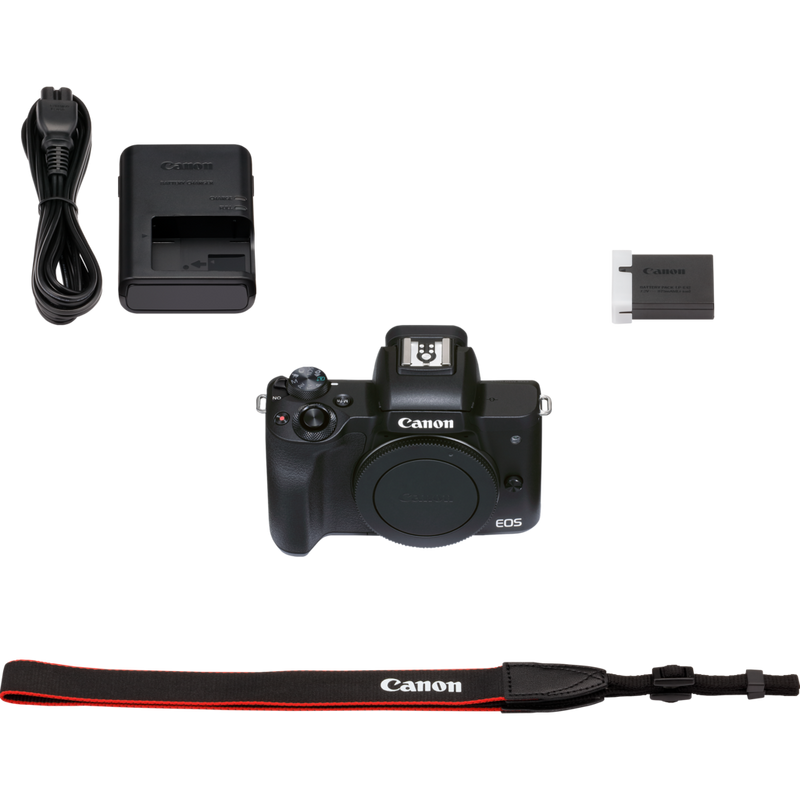 Canon EOS M50 Mark II spiegellose Kamera, Schwarz Produkt Lieferumfang