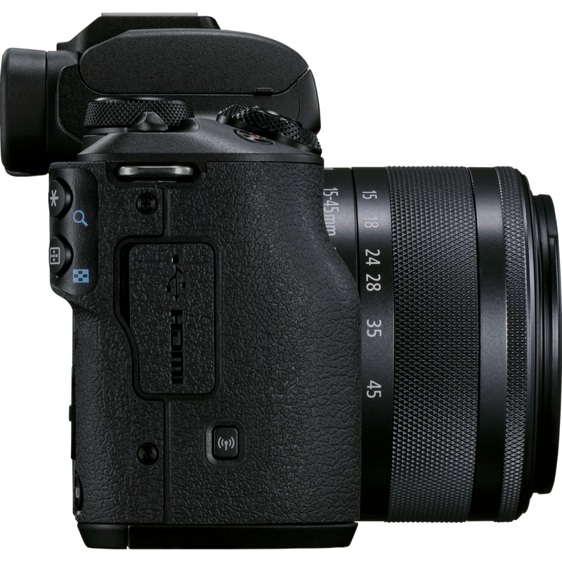 Canon EOS M50 Mark II spiegellose Kamera, Schwarz + EF-M 15-45mm f/3.5-6.3 IS STM Objektiv, Graphit-Grau Produkt Ansicht von rechts