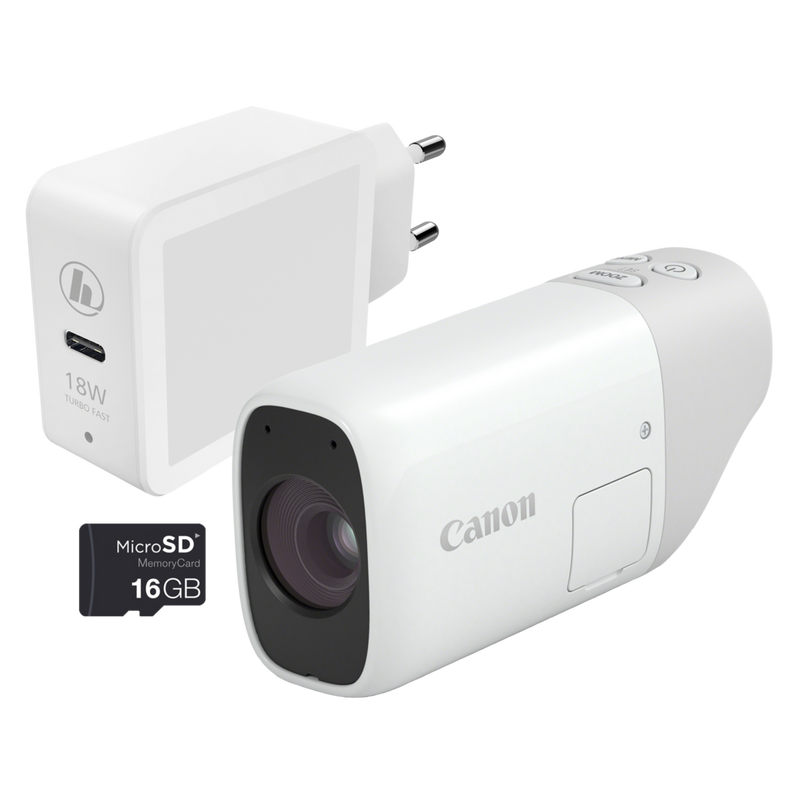 Canon PowerShot ZOOM kompakte Telezoom-Kamera im Spektiv-Stil Basis Kit, Weiß Produkt Vorderansicht