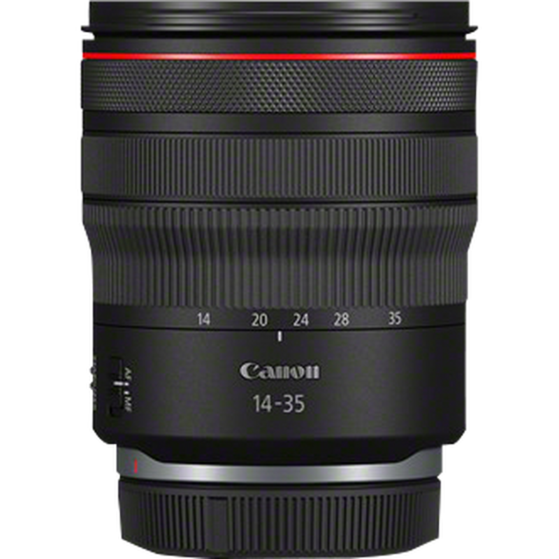 Canon RF 14-35mm F4 L IS USM Objektiv Produkt Vorderansicht mit Staubkappe