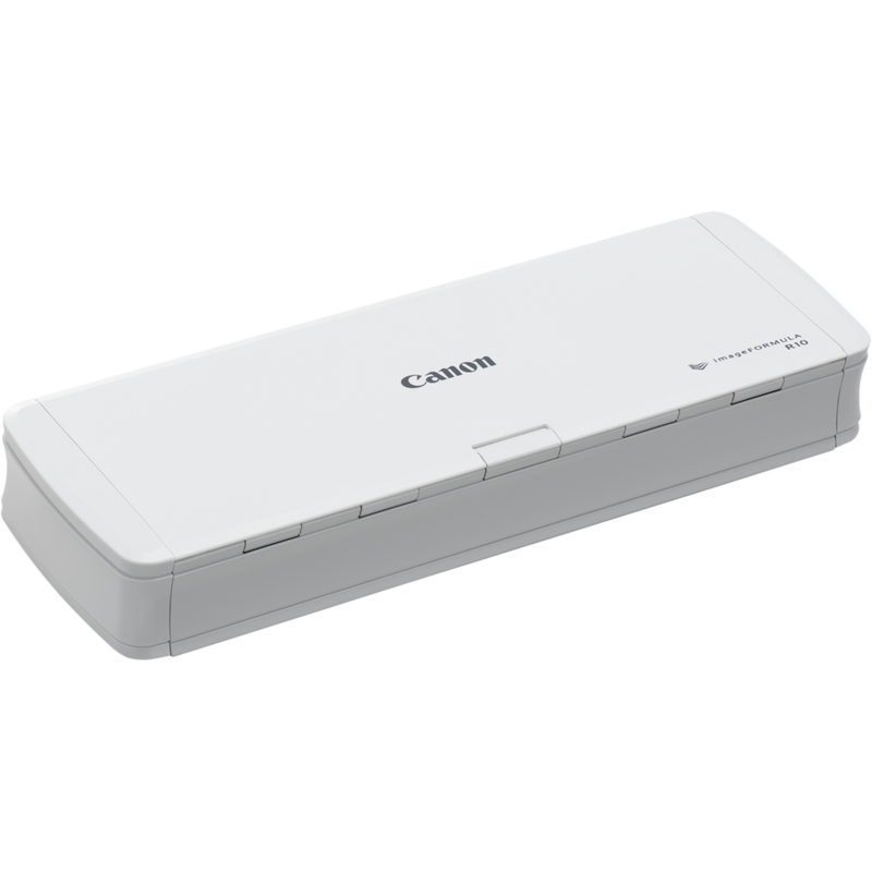 Canon imageFORMULA R10 Mobiler Scanner Produkt Vorderansicht von links