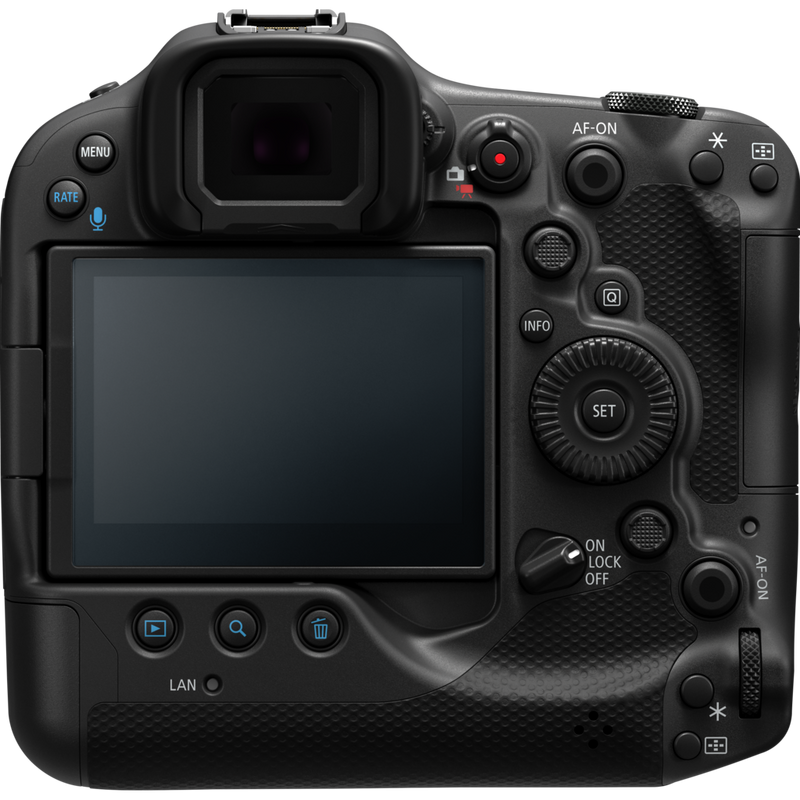 Canon EOS R3 spiegellose Kamera Gehäuse Produkt Rückansicht