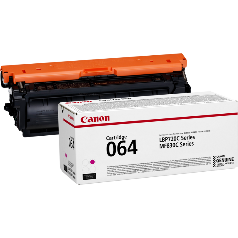 Canon 064 Magenta Toner-Cartridge Produkt Verpackung und Patrone