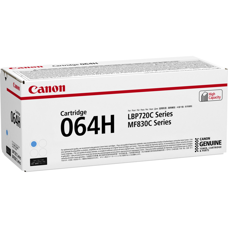 Canon 064H Cyan Toner Cartridge Product Packaging Left View