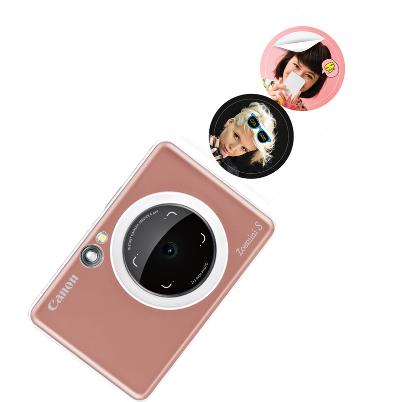 Canon ZINK™ Fotopapier mit vorgestanzten runden Stickern mit 33 mm Durchmesser, 20 Blatt Produkt Bei Verwendung mit einem Canon Zoemini