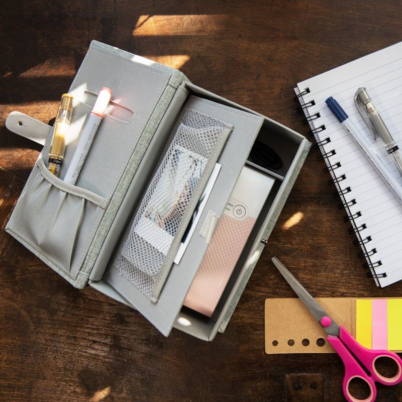 Canon Compact Photo Printer Case DCC-SP1 0 Open View with pens and scissors