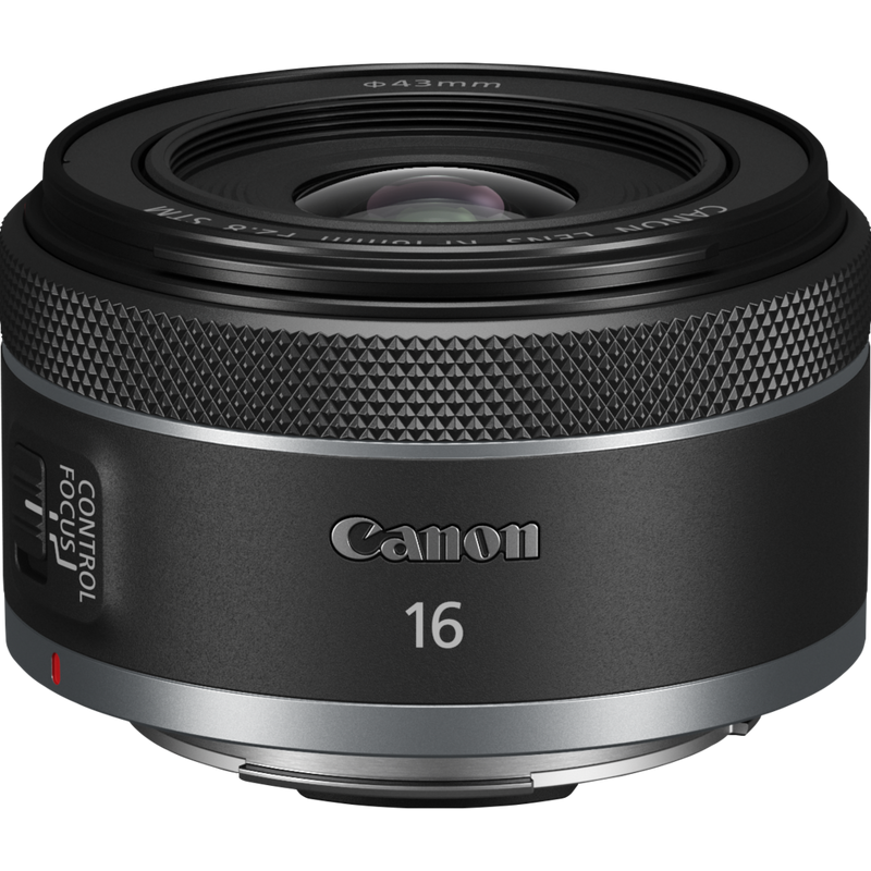 Canon RF 16mm F2.8 STM Objektiv Produkt Diagonale Draufsicht